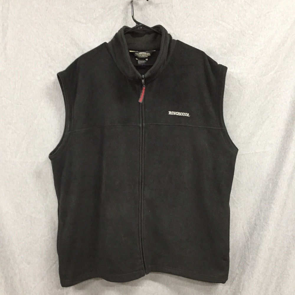 Winchester Vest XL Rugged Sportsman Mens Black Fleece Full Zip Outdoor